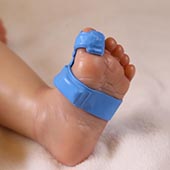 Wireless sensor on baby's foot