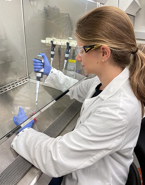 Cara Smith working in the lab